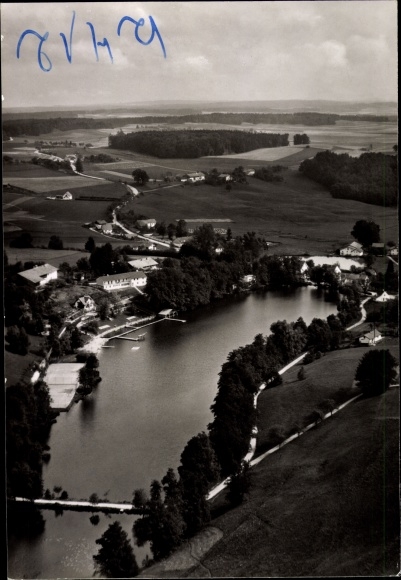 Postcard Ebersberg in Upper Bavaria, spa and guest house at the monastery lake, bathing facilities, tennis courts