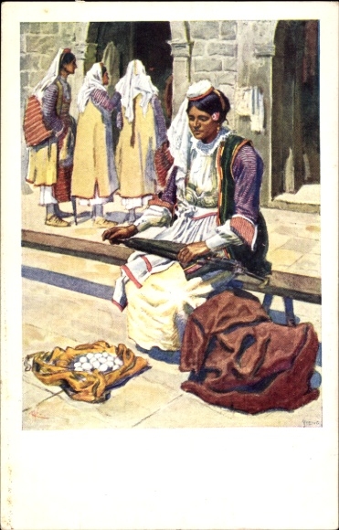 Photo Postcard Kaspar, A., Ragusa Dubrovnik Croatia, Herzegovinian women at the market