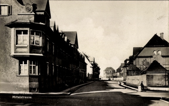 Postcard Leun an der Lahn Hesse, Mittelstrasse, residential building, street view