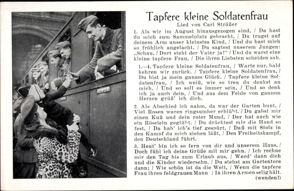 Song Postcard brave little soldier&#39;s wife, Carl Sträßer, German Wehrmacht