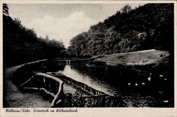 Postcard Mülheim an der Ruhr, duck pond in Witthausbusch