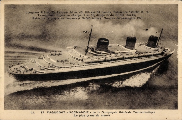 Ak französisches Passagierschiff Normandie
