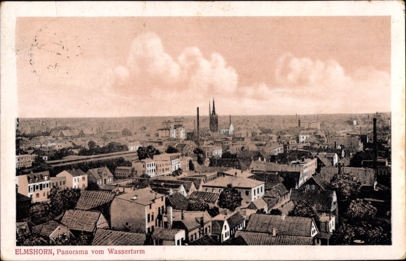 Ak Elmshorn in Holstein, panorama, watertoren