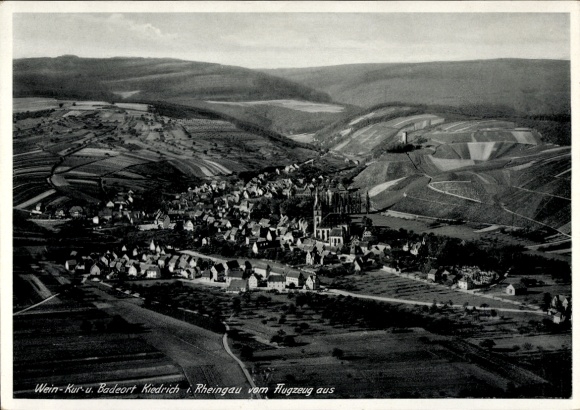 Postcard Kiedrich in Rheingau Taunus, aerial photograph