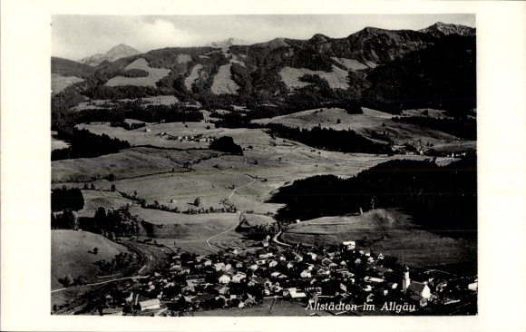 Postcard Altstädten Sonthofen in Allgäu, aerial photograph