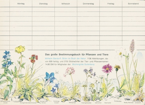 Timetable Advertising, Büchergilde Gutenberg, The Great Identification Book for Plants and Animals