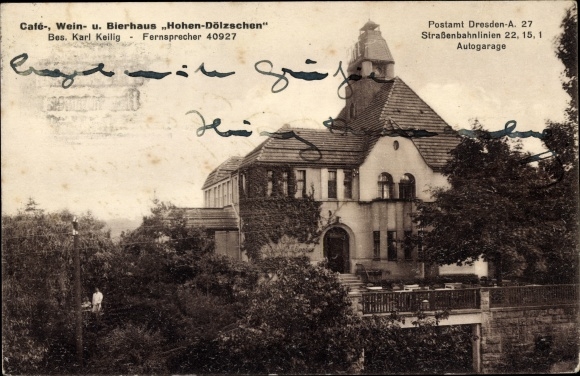 Postcard Dresden Cotta Dölzschen Hohendölzschen, Cafe wine and beer house Hohendölzschen