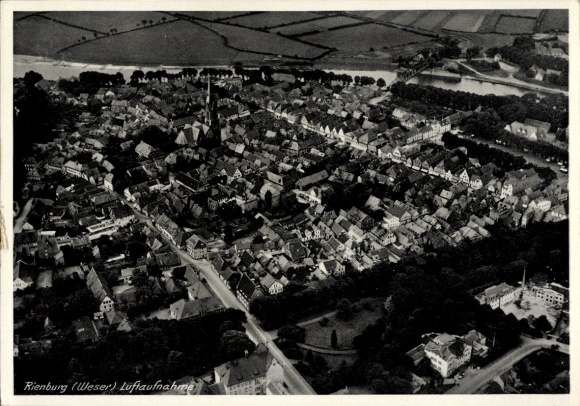 Postcard Nienburg an der Weser, aerial photograph