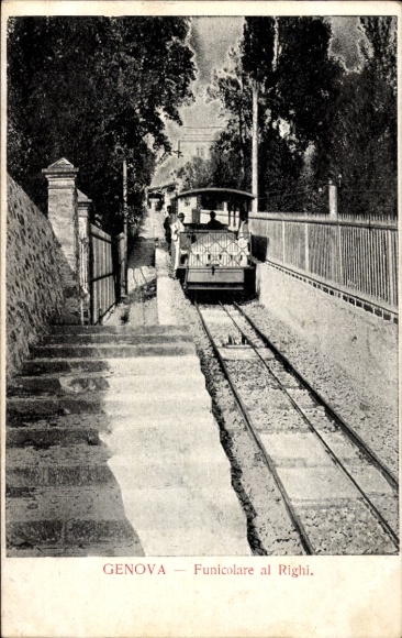 Postcard Genova Genoa Liguria, tram, Funicolare al Righi