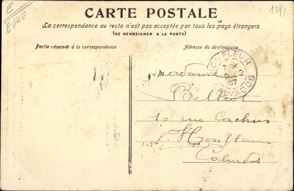 Postcard Corneville les Cloches Eure, Candlemas 1907, inauguration of the Statue of Our Lady of the Bells