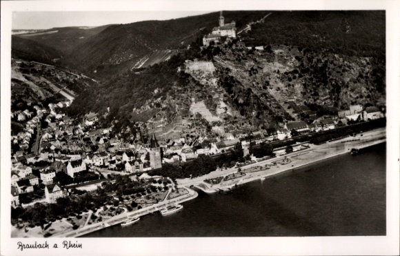 Postcard Braubach am Rhein. Aerial photograph