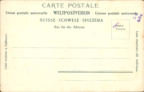 Postcard Lungern Canton Oberwalden, view towards Brünig