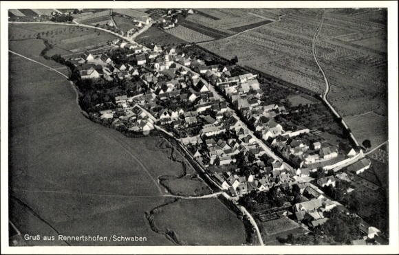 Postcard Rennertshofen Buch in Swabia, aerial photograph