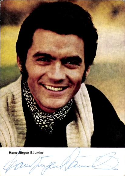 Postcard actor and figure skater Hans-Jürgen Bäumler, portrait, ZDF, autograph