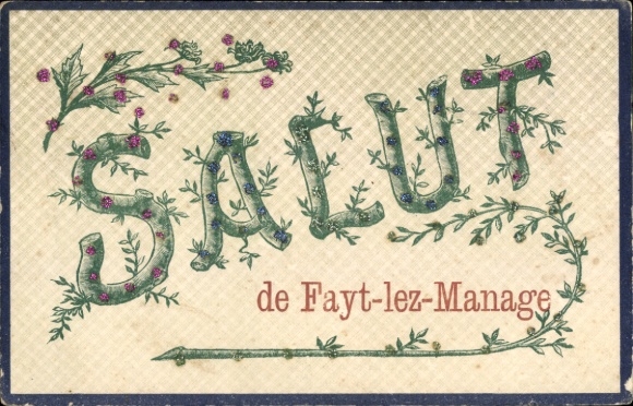 Letters Postcard Manage Wallonia Hainaut, Salut de Fayt lez Manage