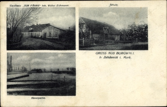 Postcard Burgwall Zehdenick Oberhavel, school, Havelpartie, Inn Zur Fähre