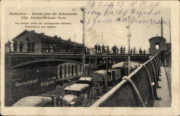 Postcard Herbesthal Lontzen Wallonia Liège, bridge over the railway line Cologne Aachen Brussels Paris