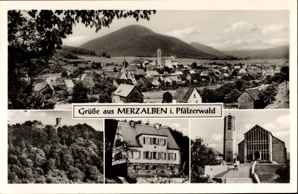 PC Merzalben in der Pfalz, general view, church, inn