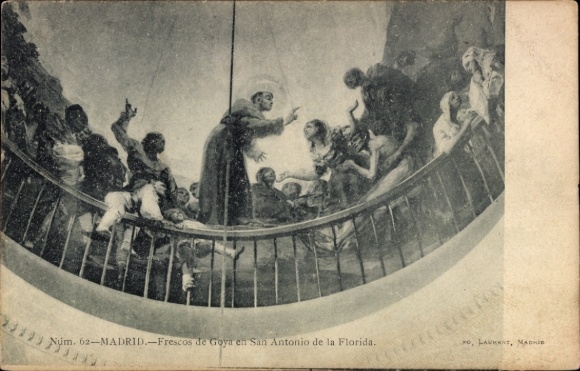 KP Madryt Hiszpania, freski Goi, San Antonio de la Florida, tłum, scena religijna