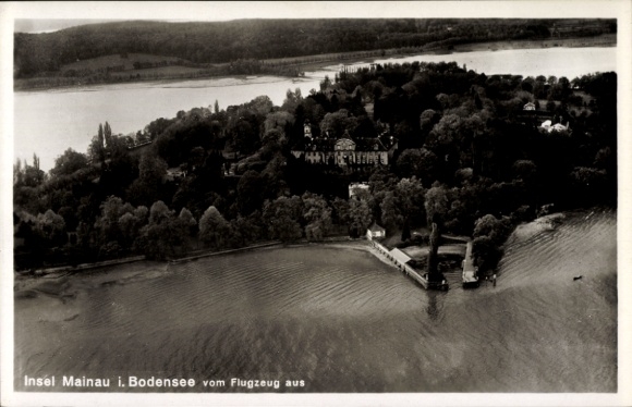 Ak Insel Mainau im Bodensee,  vom Flugzeug aus