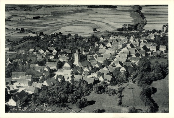 Postcard Brettheim Rot am See Württemberg, aerial photograph