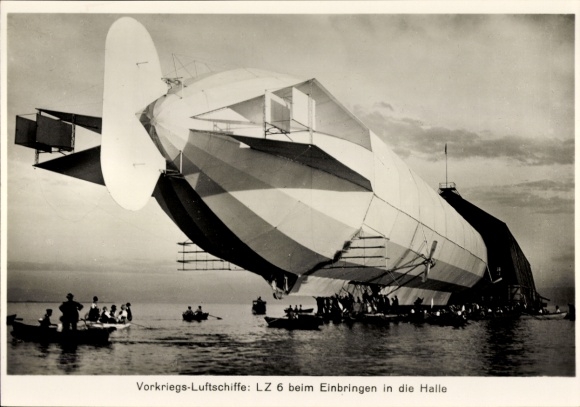Collector's picture Zeppelin World Tours Picture 17 Pre-war airships, LZ 6 being brought into the hall