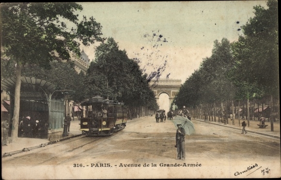 Ak Paris XVII., Avenue de la Grande Armée, tram