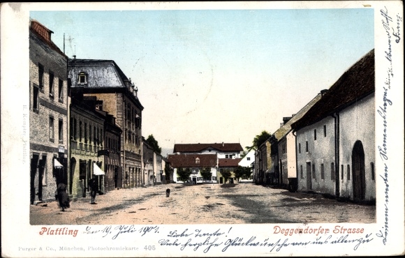Postcard Plattling in Lower Bavaria, Deggendorfer Strasse