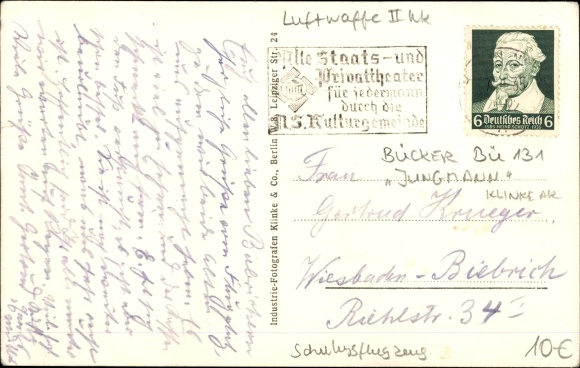 Postcard Bückers Bü 131 sports and trainer aircraft Jungmann