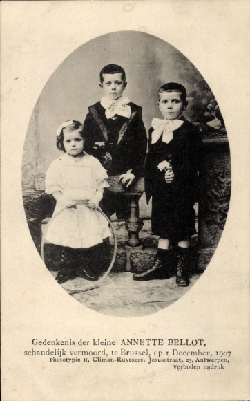 Passepartout Postcard Annette Fernande Bellot, who was murdered in Brussels on 1 December 1907