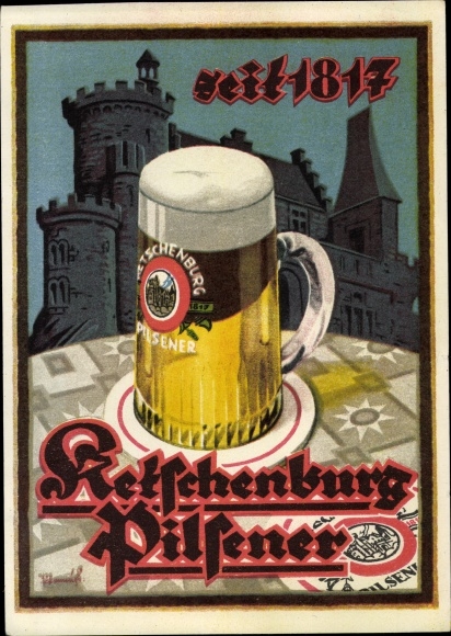 Artist PC advertising, Ketschenburg Pilsener, brewery, beer glass