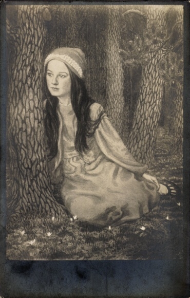Art Nouveau-kunstenaar Ak Fidus, dochter van de kunstenaar