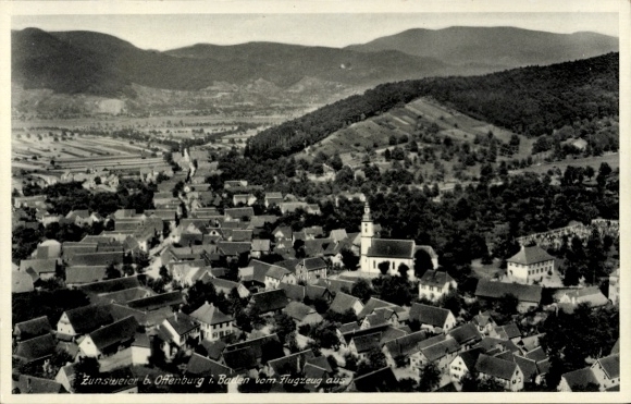 Postcard Zunsweier Offenburg in Baden Black Forest, aerial photograph