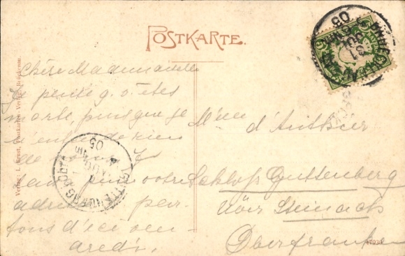 Postcard Bad Brückenau in Sinntal Lower Franconia, castle hotel, gardens, classical architecture