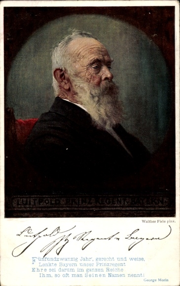 Artist Postcard Firle, Walther, Prince Regent Luitpold of Bavaria, portrait, regency anniversary