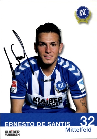 Autogrammkarte Fußballer Ernesto de Santis, Karlsruher SC, Autogramm