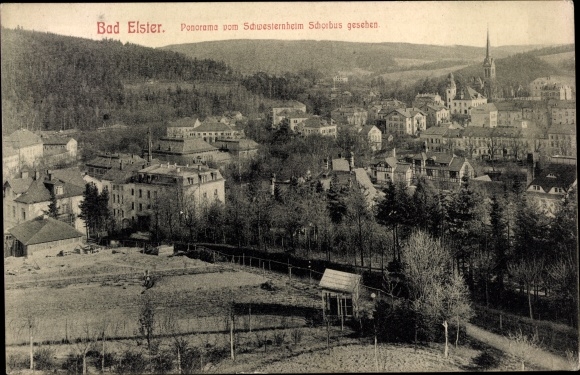 Postcard Bad Elster in Vogtland, panorama seen from the Schorbus nursing home