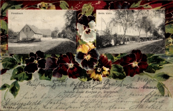 Passepartout Postcard Drangstedt Geestland, climatic health resort Bella Vista, owner Louis Homfeld jr., forester's house