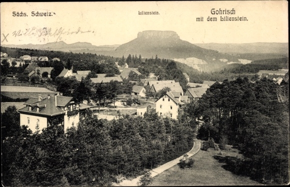 Postcard Gohrisch Saxon Switzerland, Panorama with Lilienstein