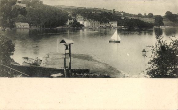 Ak Dartmouth Devon England, Greenway Ferry, Fluss Dart