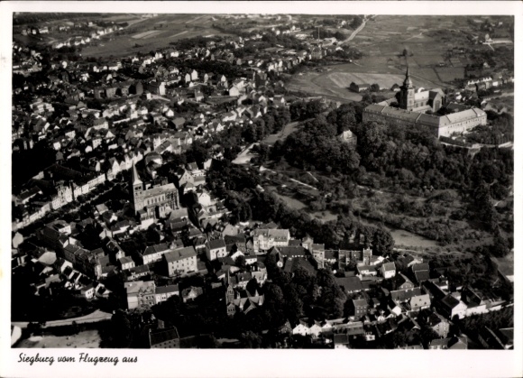Postcard Siegburg an der Sieg, aerial photograph