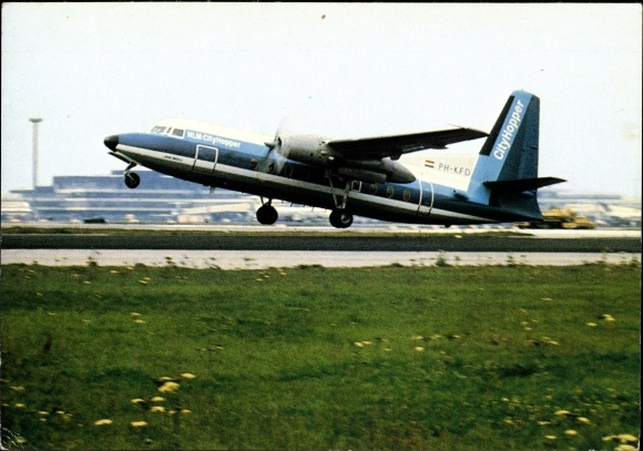 Postcard passenger aircraft, Fokker Friendship, City Hopper, PH-KFD