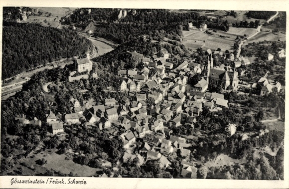 Postcard Gößweinstein in Upper Franconia, aerial photograph