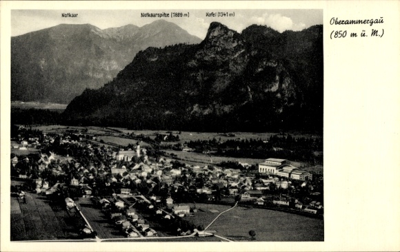 Postcard Oberammergau in Upper Bavaria, aerial photograph