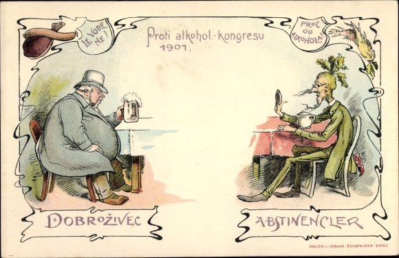 Chromo-Litho Anti Alcohol Congress 1901, hedonist, teetotaler