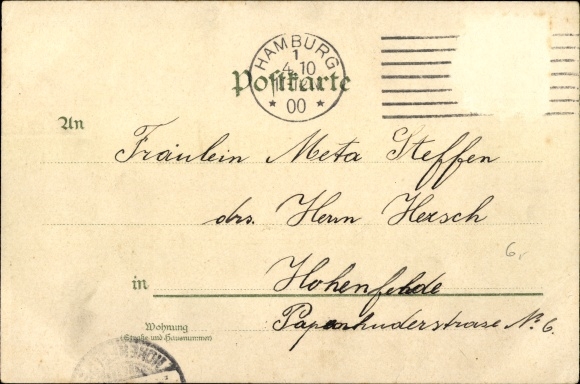 Chromo-Litho Hamburg middle old town, four-country costume, Alster part