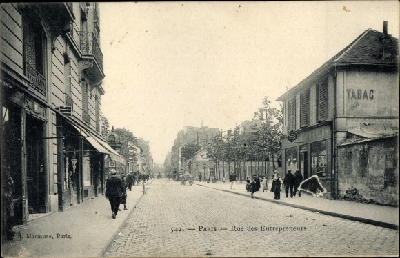 Ak Paris XV Vaugirard, Rue des Entrepreneurs, Tabac-winkel