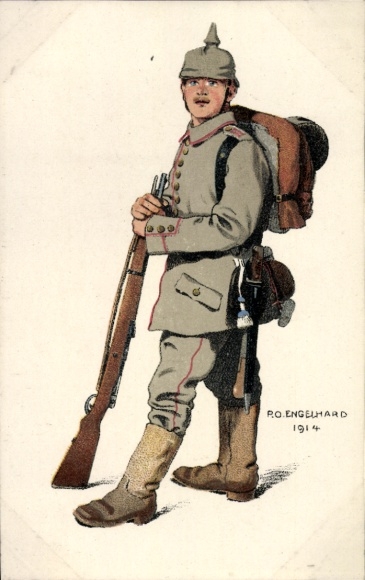 Artist Postcard Engelhard, PO, German soldier in uniform