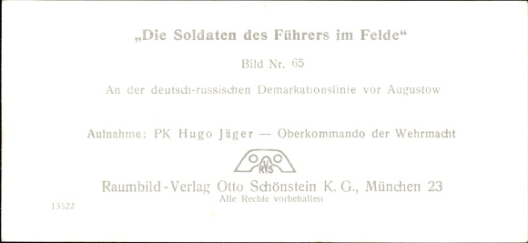 Stereo spatial image photo &quot;The soldiers of the Führer in the field&quot; No. 65, German Russ. demarcation line