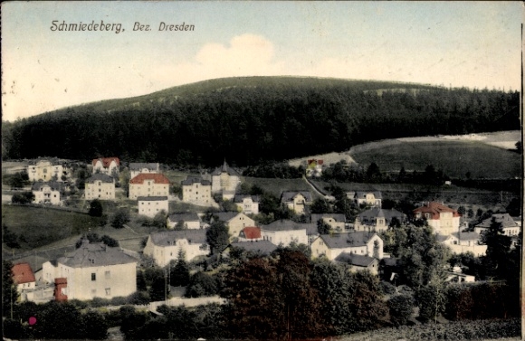 Postcard Schmiedeberg Dippoldiswalde in the Ore Mountains, partial view